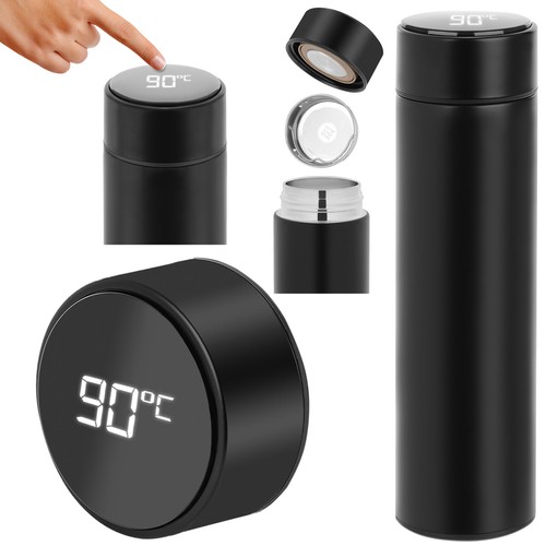 Termos cu afisaj LED de temperatura, 500ml, Otel Inoxidabil, Negru