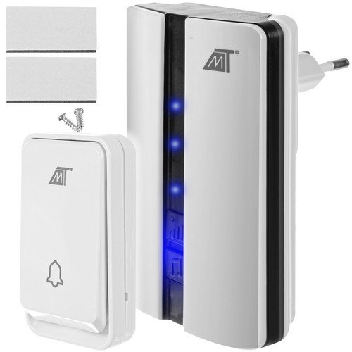 Sonerie wireless, 150 m, 51 tonuri, alimentare retea, IP44, ALB