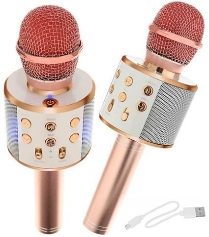 Microfon Karaoke Wireless,  Cu Difuzor Incorporat, Port USB, Portocaliu