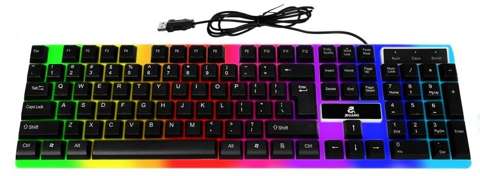 Tastatura gaming, Iluminare LED 7 culori, 104 taste, Negru