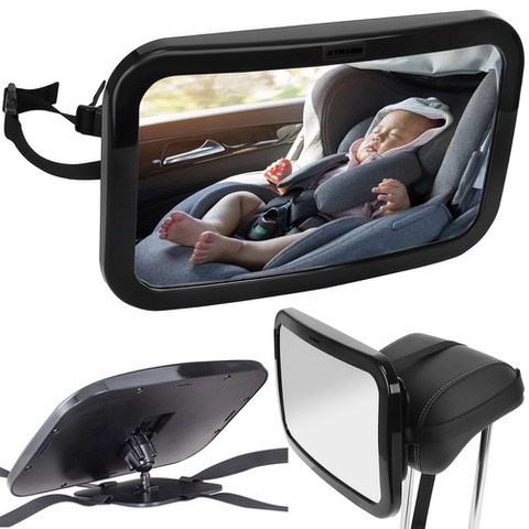 Oglindă Auto pentru Supravegherea Bebelușului, Rotație 360°, Negru, 30x18.7 cm, Suport de Montare 12.7 cm, 450g