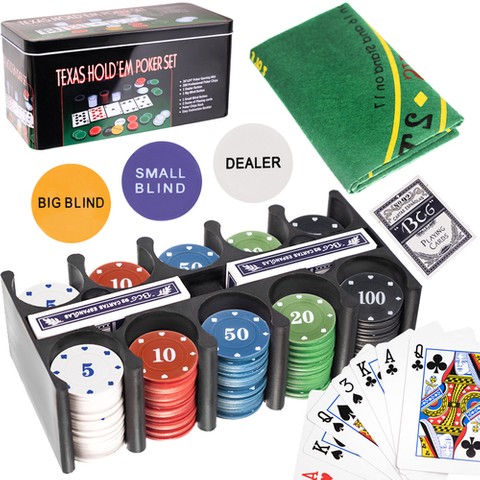 Set Complet de Poker Texas Hold'em cu Jetoane și Accesorii