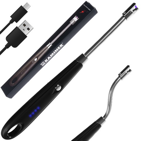 Brichetă Electrică USB, Flexibilă, Plasma, Culoare Negru/Argintiu, Lungime 26 cm, Reîncărcabilă