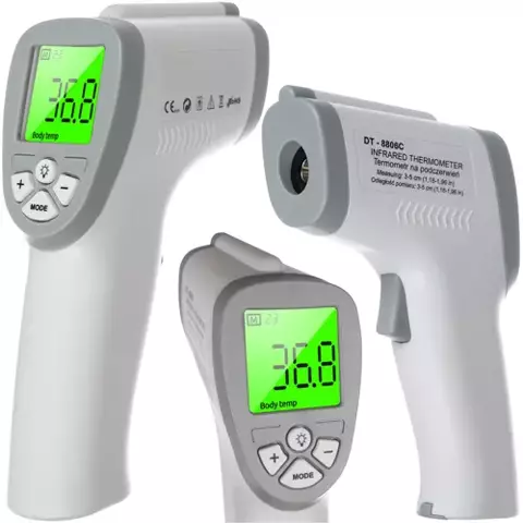 Termometru Infraroșu Non-Contact, Alb, Măsurare Rapidă 1 Secundă, Gamă Temperatură 35-43°C Corp, 0-100°C Suprafață