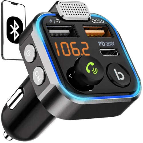 Transmitător FM și Încărcător Bluetooth pentru Mașină