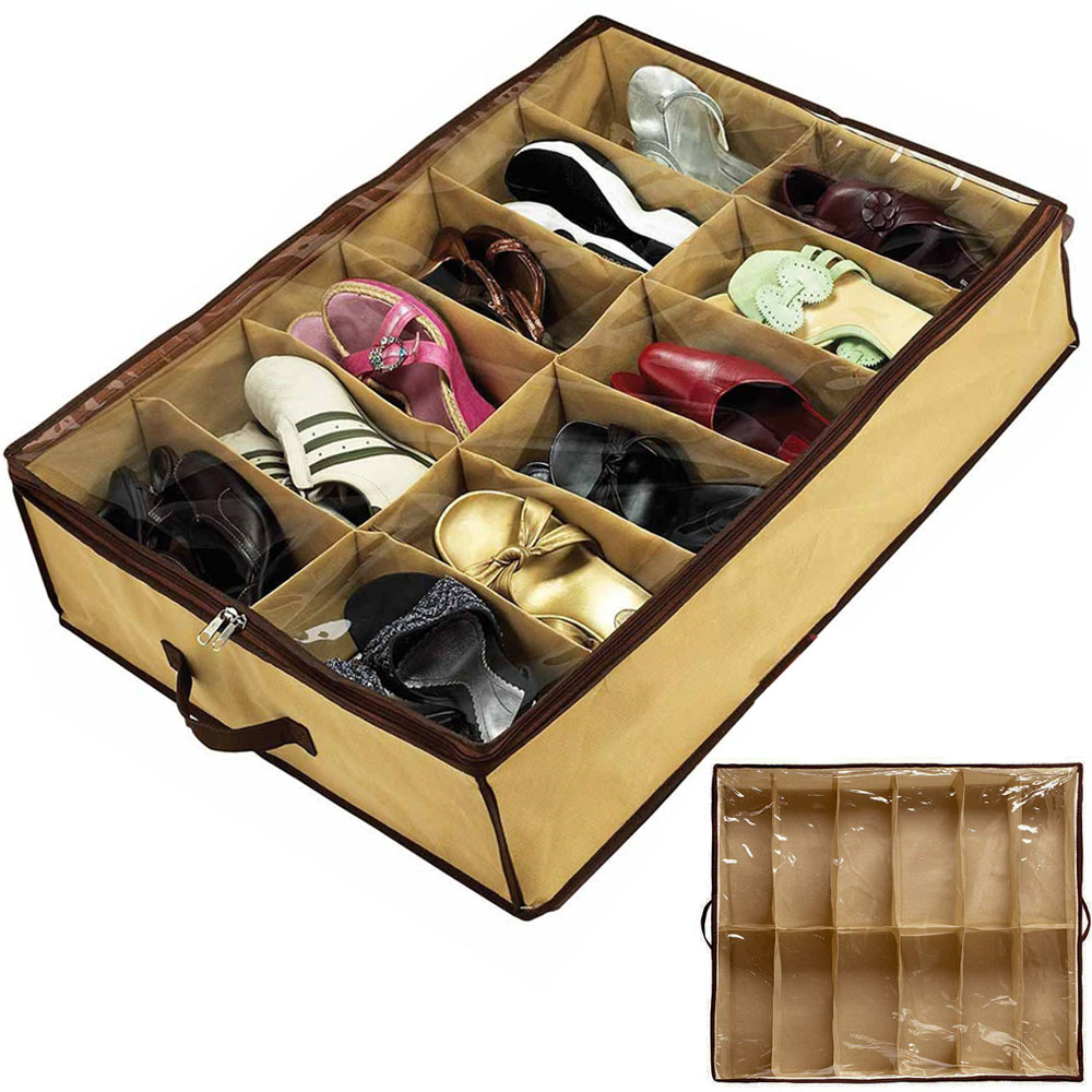 Cutie Organizatoare pentru 12 Perechi de Pantofi, cu Capac Transparent